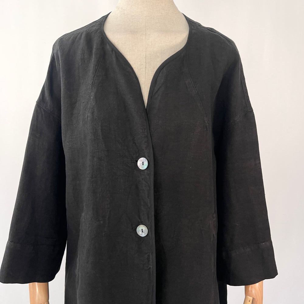 OSKA Black Linen Dress