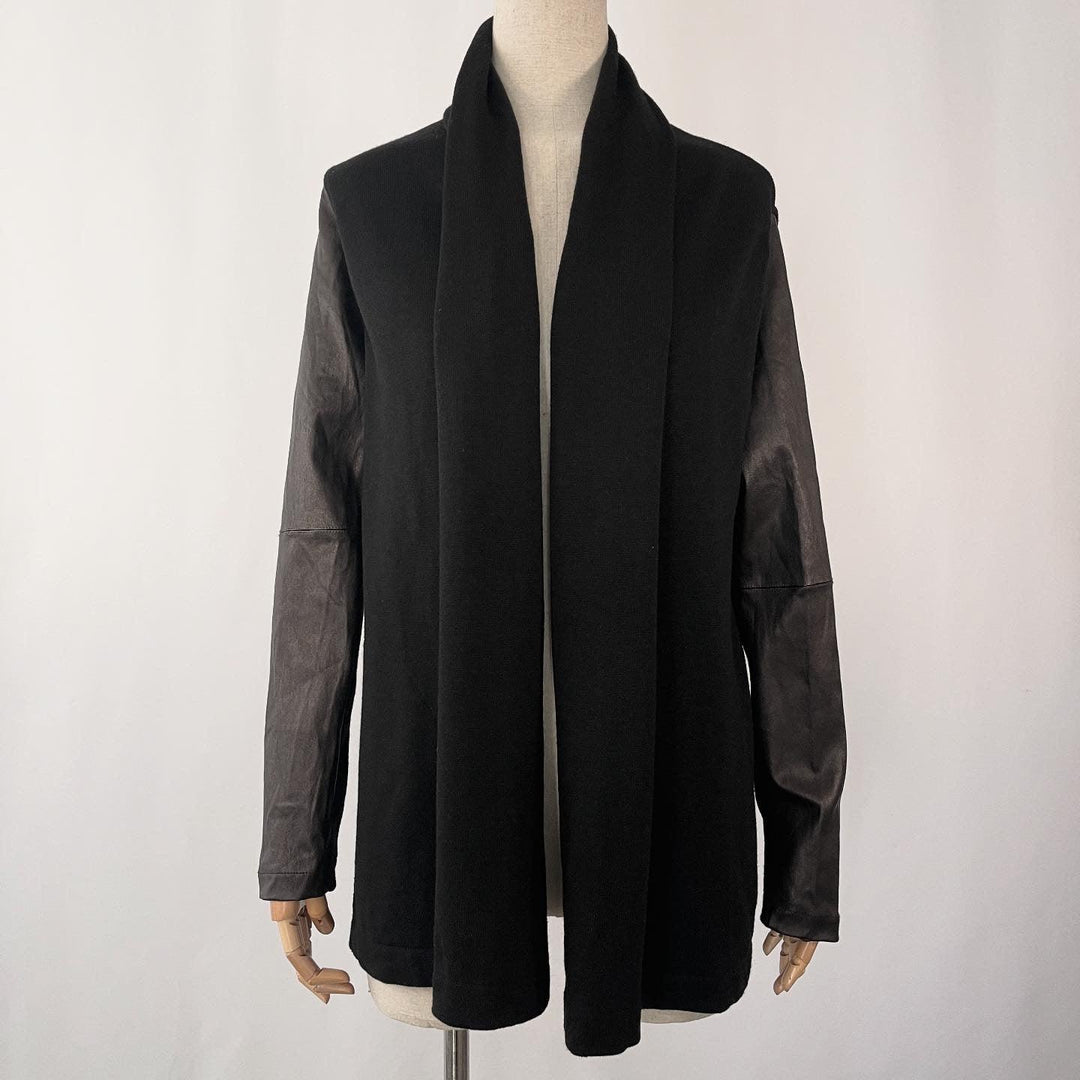 MAJESTIC FILATURES - MAJESTIC FILATURES Cardigan With Leather Sleeves - AVVIIVVA.COM
