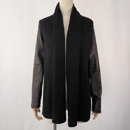 MAJESTIC FILATURES - MAJESTIC FILATURES Cardigan With Leather Sleeves - AVVIIVVA.COM