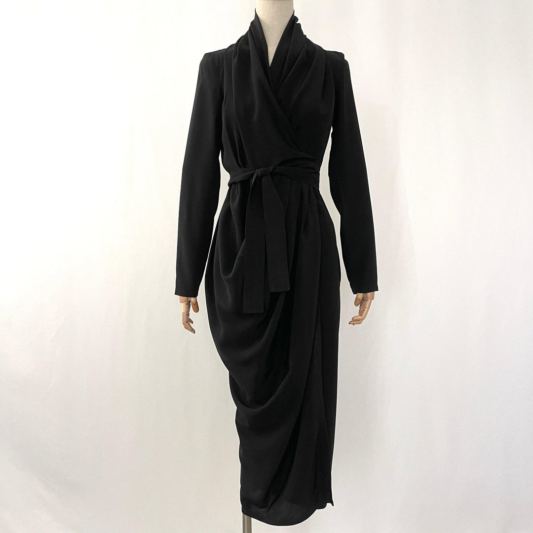 RICK OWENS - RICK OWENS Sisyphus Wrap Silk Dress - AVVIIVVA.COM