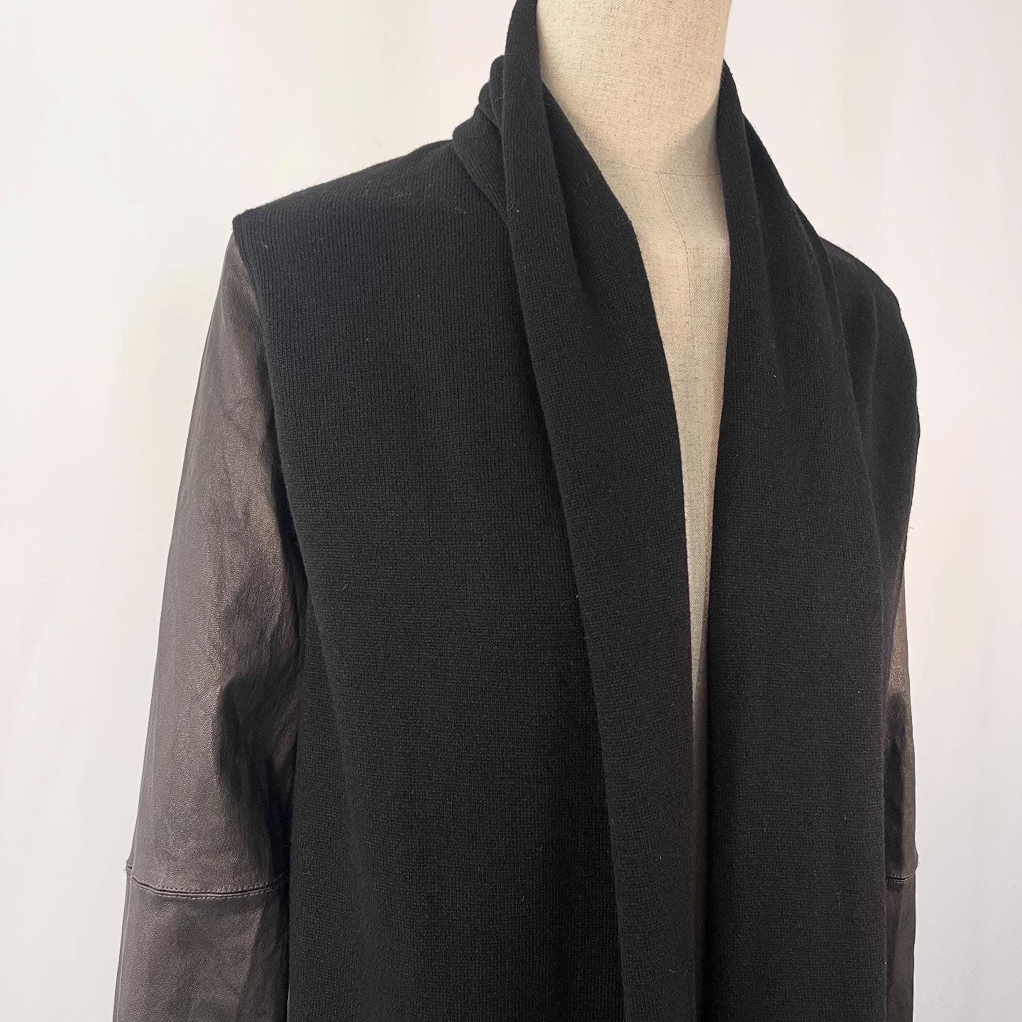 MAJESTIC FILATURES Cardigan With Leather Sleeves