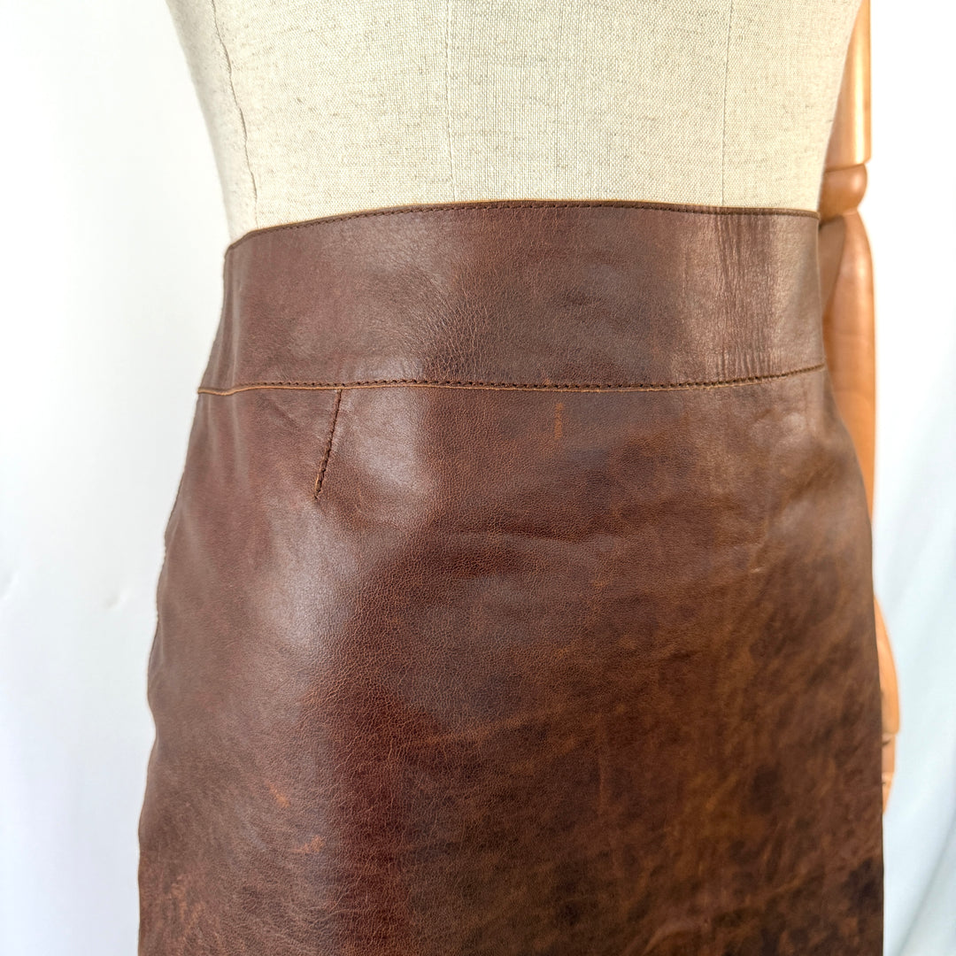 AKRIS Distresses Lamb Nappa Skirt