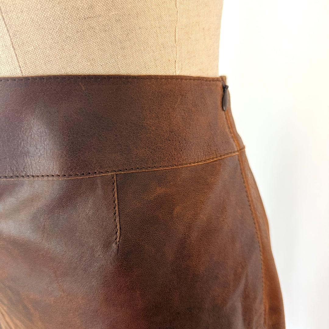 AKRIS Distresses Lamb Nappa Skirt