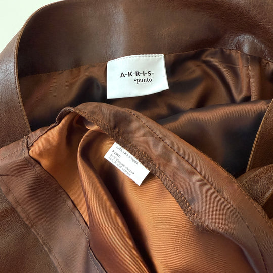 AKRIS Distresses Lamb Nappa Skirt