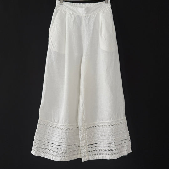 120% LINO White Linen Pants