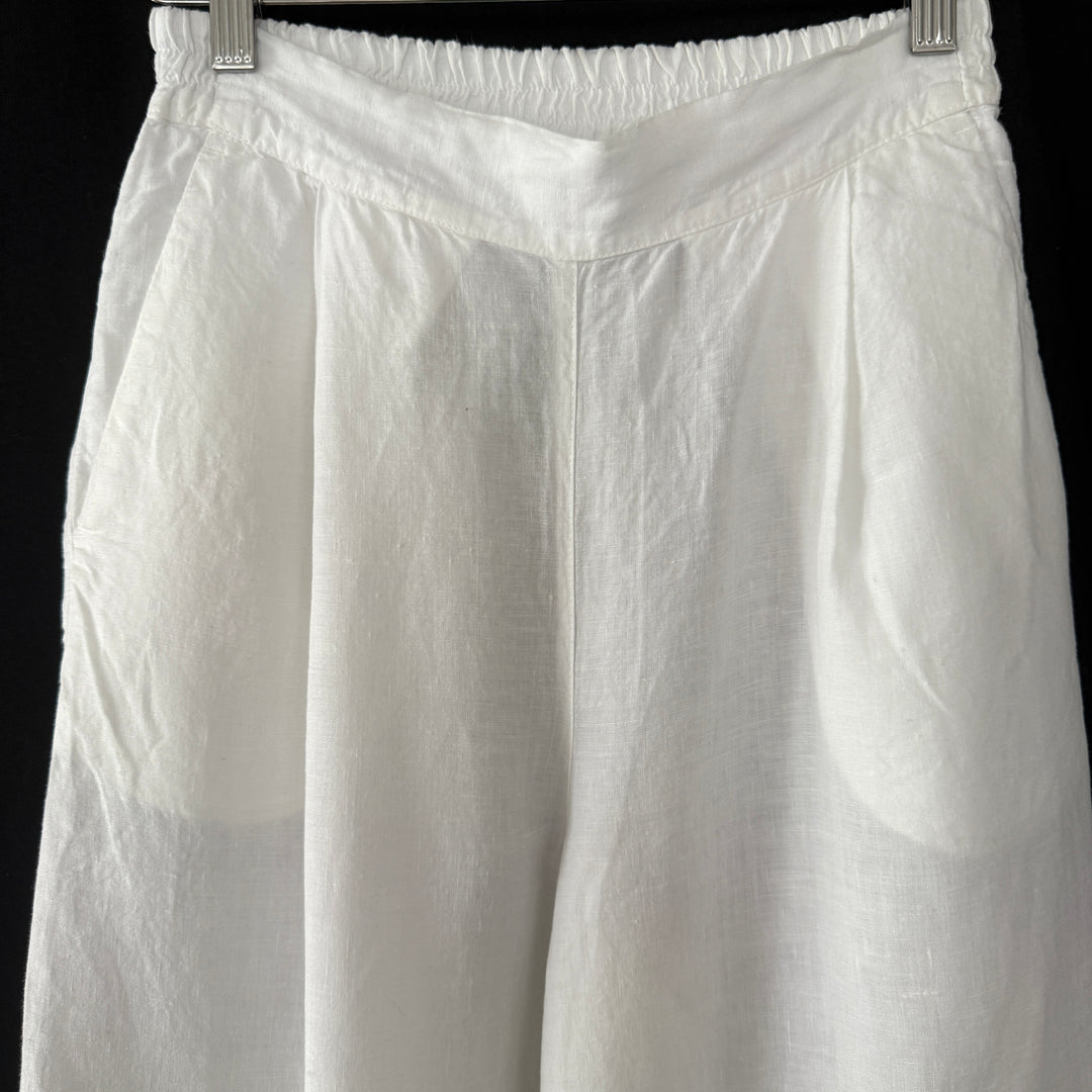 120% LINO White Linen Pants