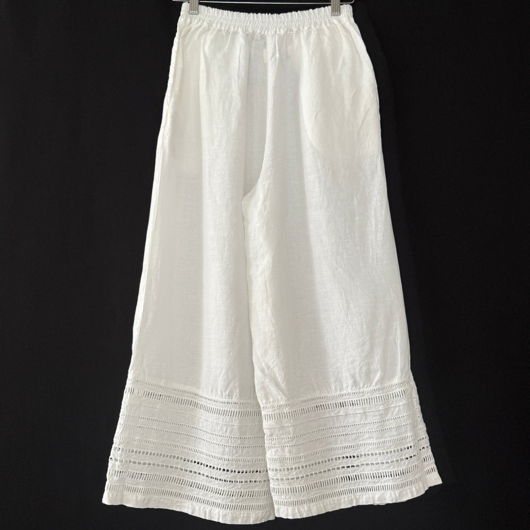 120% LINO White Linen Pants