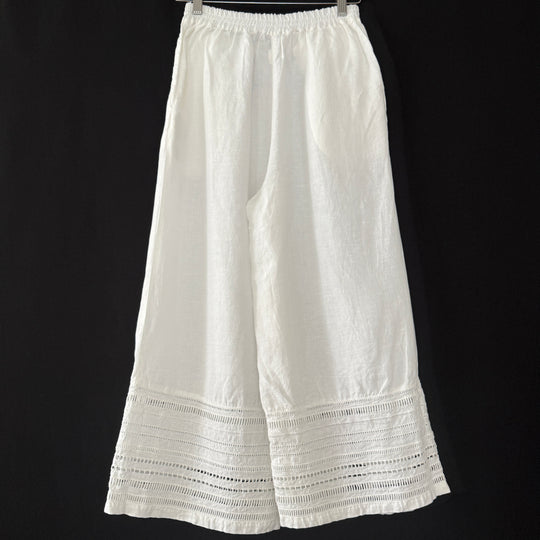 120% LINO White Linen Pants