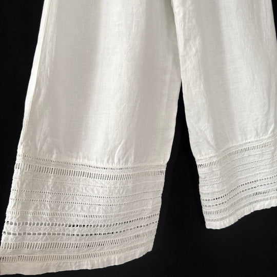 120% LINO White Linen Pants