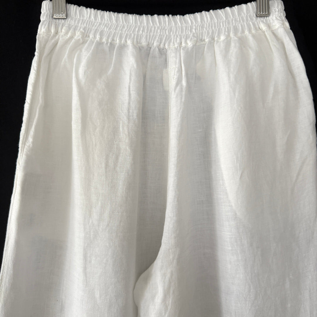 120% LINO White Linen Pants