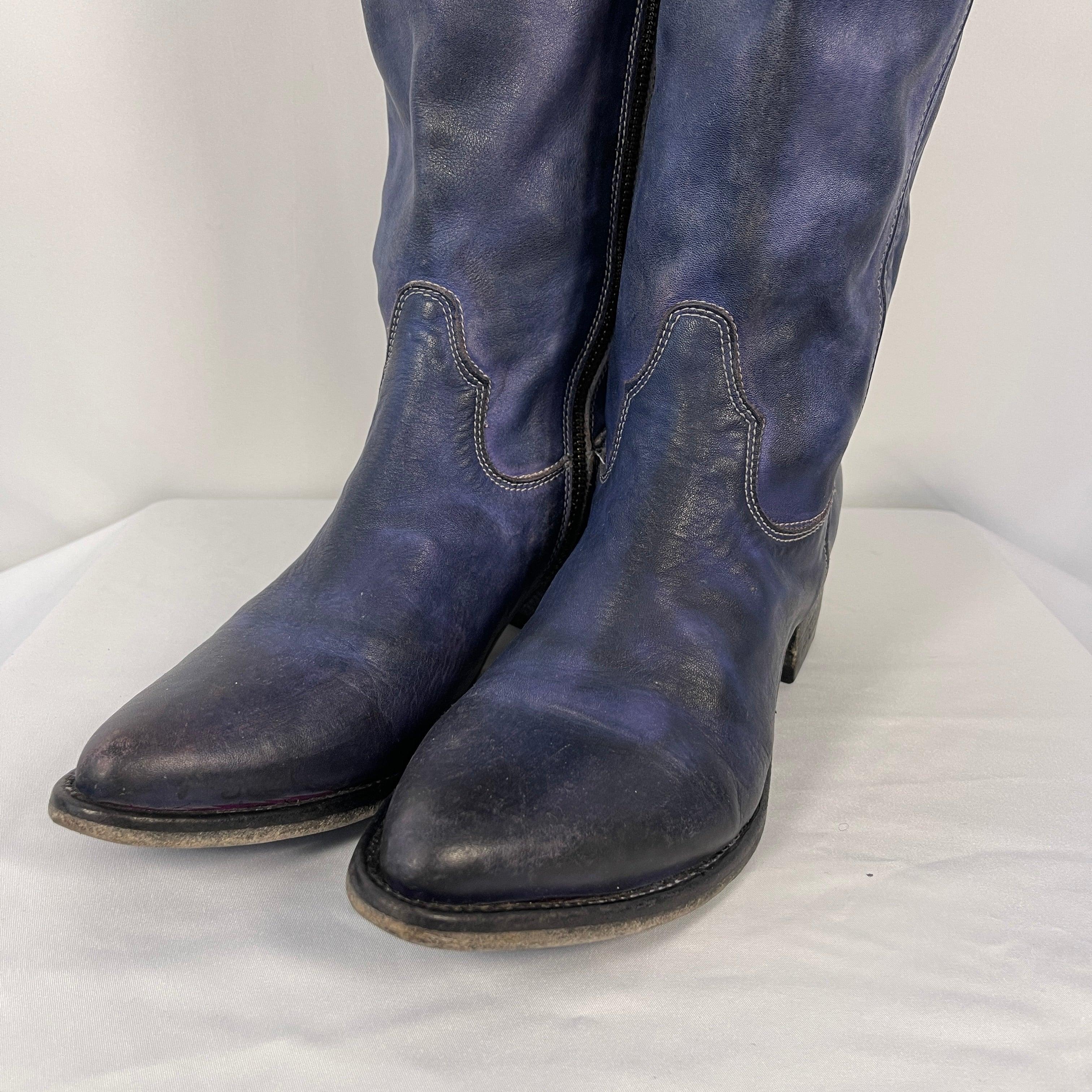 SHOTO Blue Leather Boots