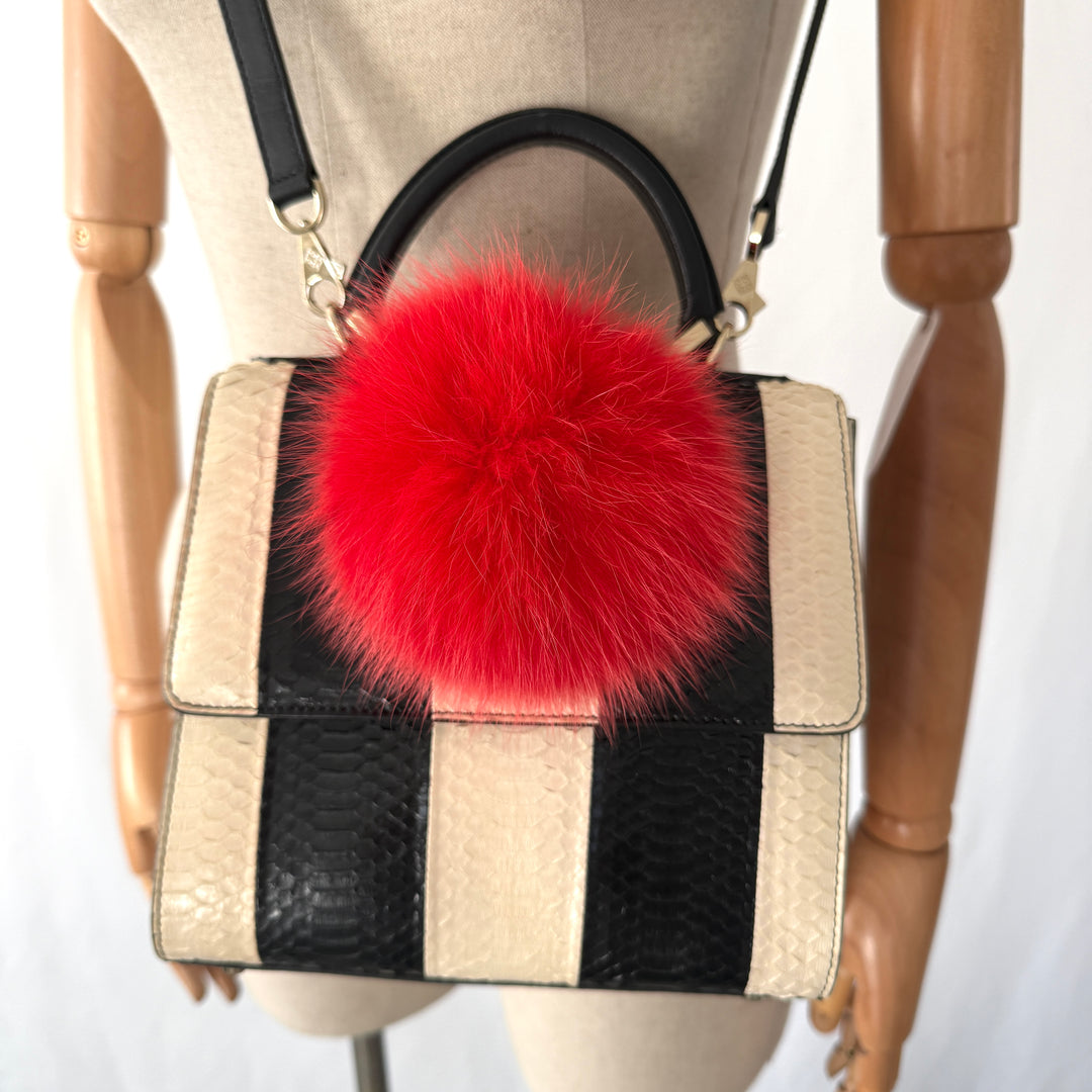 LES PETITS JOUEURS Python Leather and Fox Fur Bag