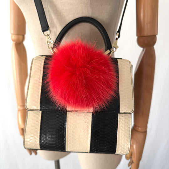 LES PETITS JOUEURS Python Leather and Fox Fur Bag