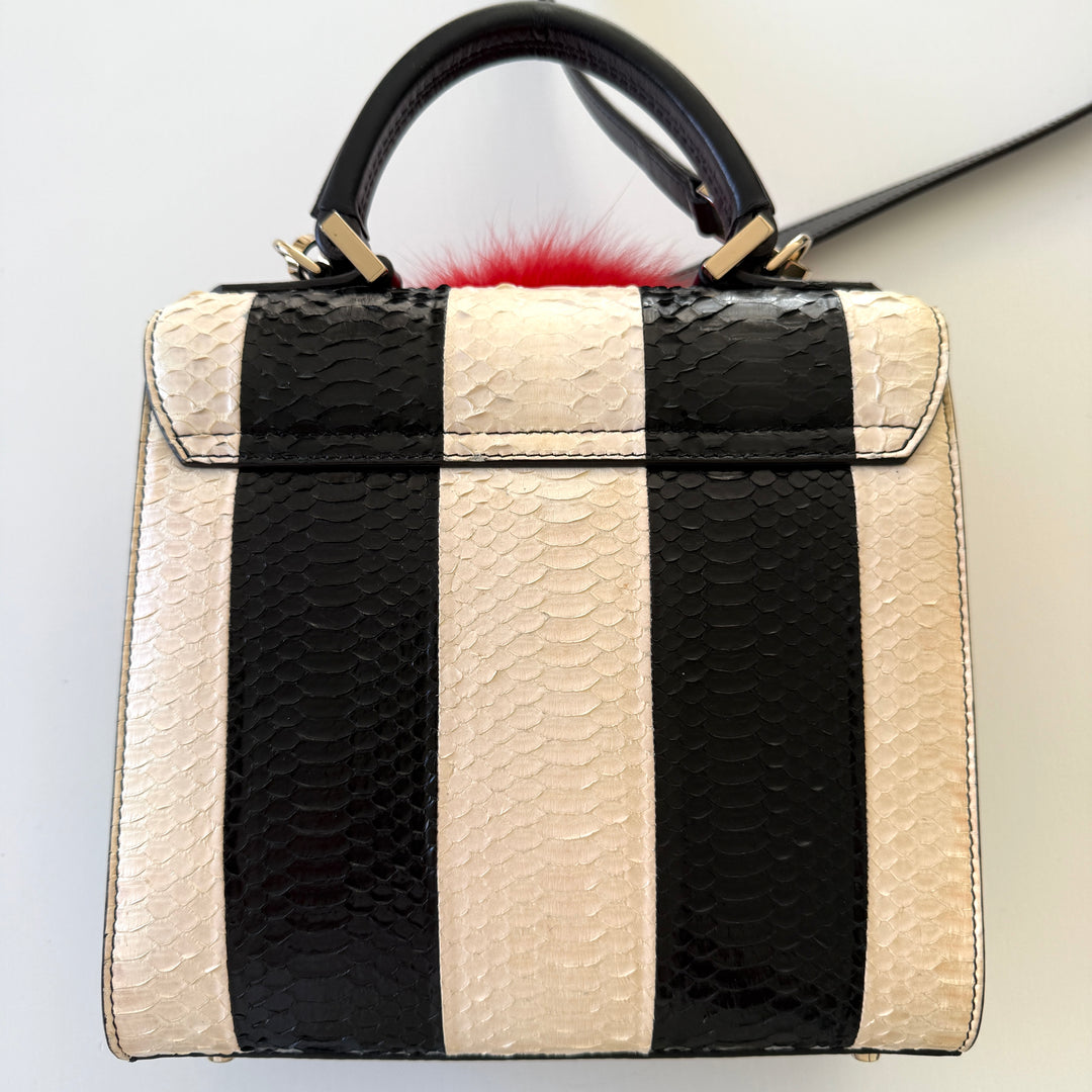 LES PETITS JOUEURS Python Leather and Fox Fur Bag