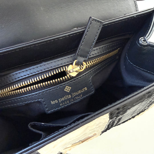 LES PETITS JOUEURS Python Leather and Fox Fur Bag