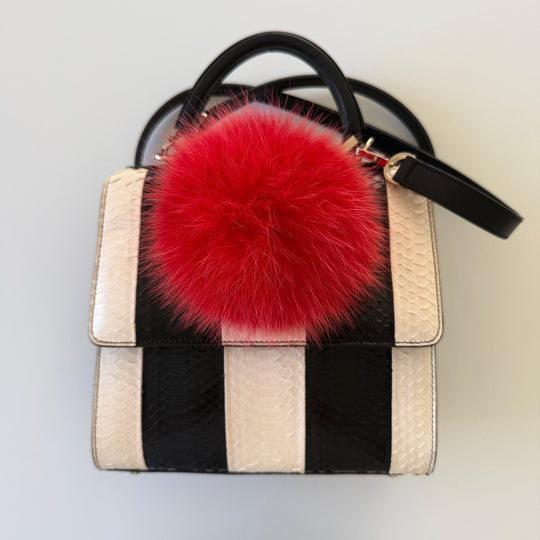 LES PETITS JOUEURS Python Leather and Fox Fur Bag
