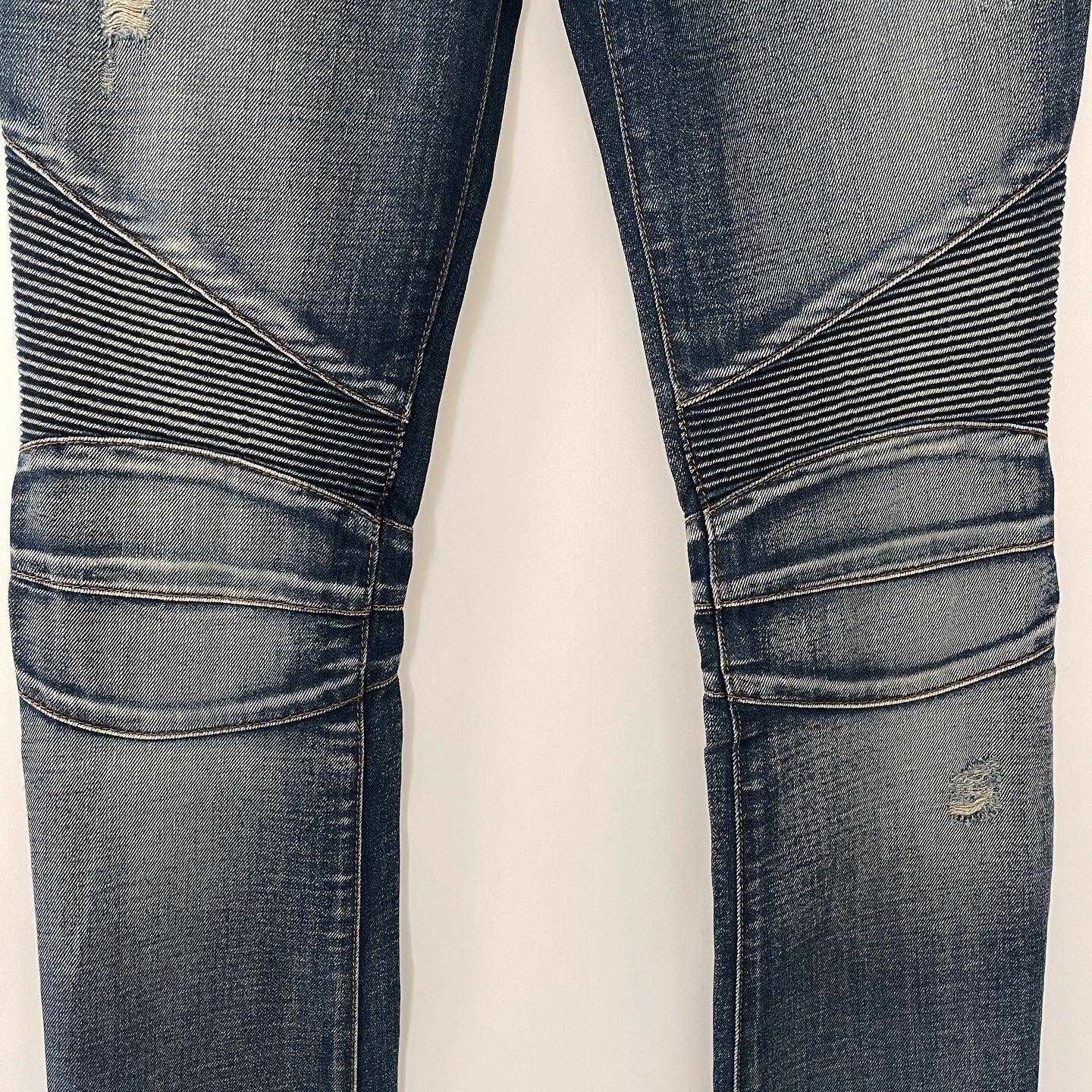 BALMAIN - BALMAIN Distressed Biker Jeans - AVVIIVVA.COM