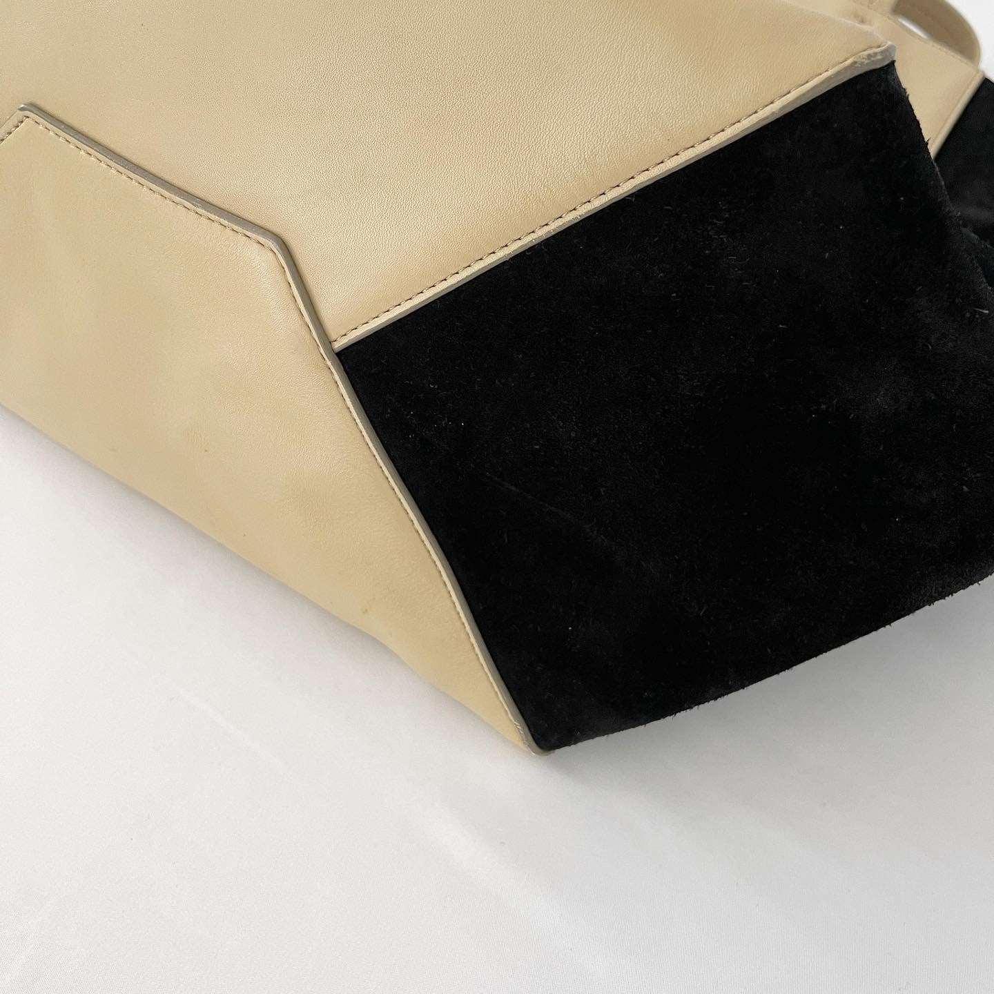 CELINE - CELINE Beige Leather and Black Suede Horizontal Phantom Cabas Tote Bag - AVVIIVVA.COM