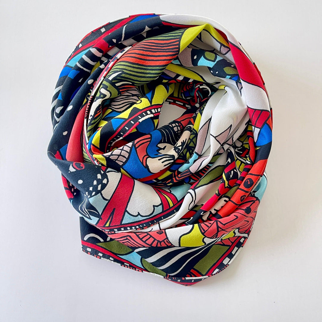 FABRIC FRONTLINE - FABRIC FRONTLINE Hand Painted Silk Scarf - AVVIIVVA.COM