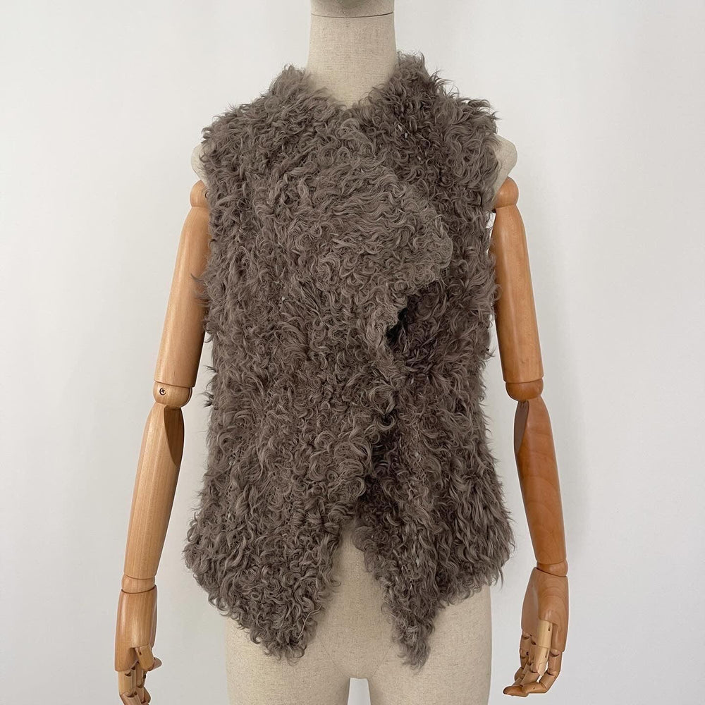 GERARD DAREL - GERARD DAREL Knitted Lamb Fur Sheep Leather Vest - AVVIIVVA.COM