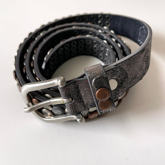 Leather Belt - Leather Belt With Studs - AVVIIVVA.COM