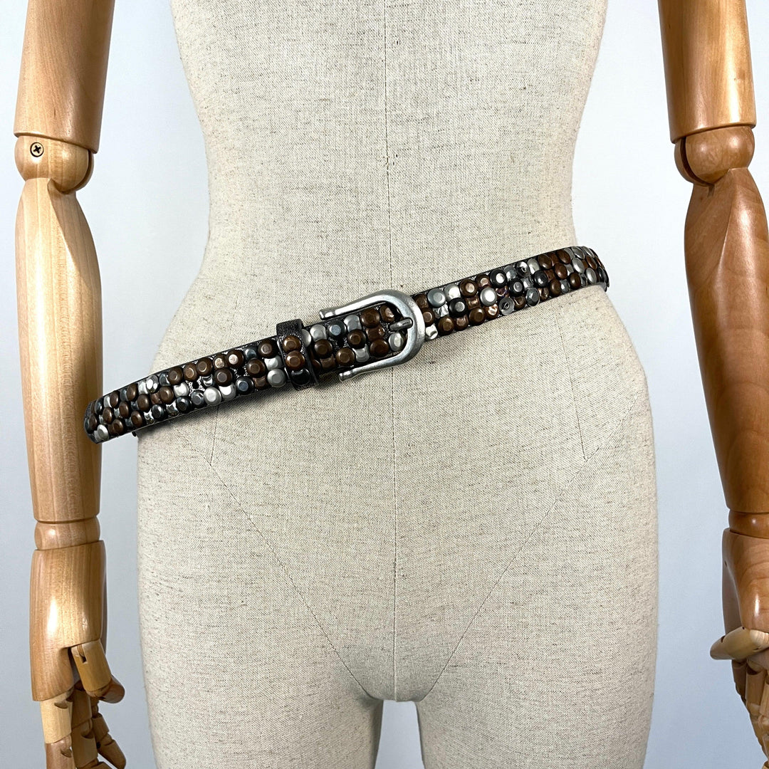 Leather Belt - Leather Belt With Studs - AVVIIVVA.COM