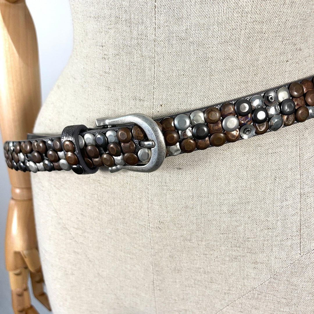 Leather Belt - Leather Belt With Studs - AVVIIVVA.COM