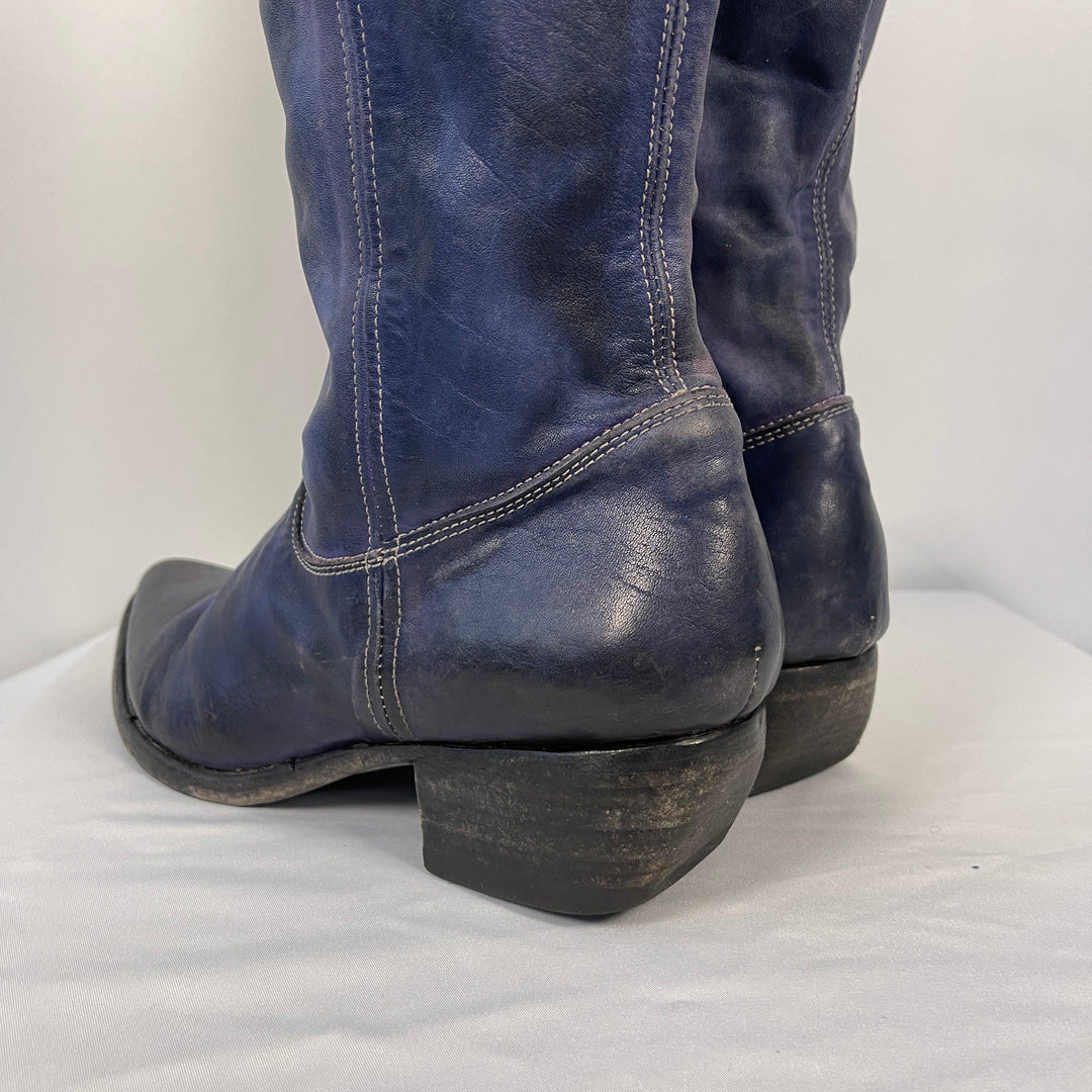 SHOTO - SHOTO Blue Leather Boots - AVVIIVVA.COM