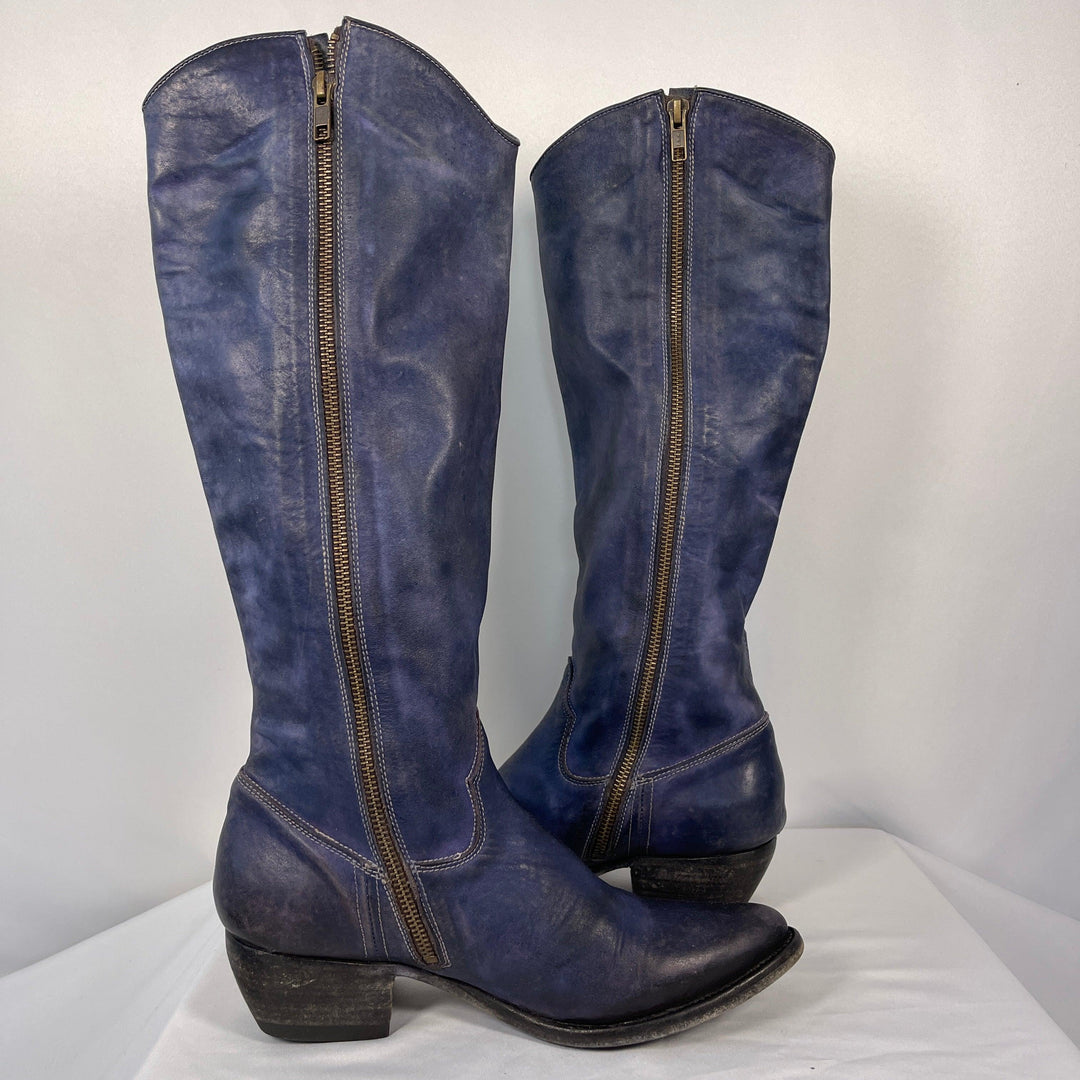 SHOTO - SHOTO Blue Leather Boots - AVVIIVVA.COM